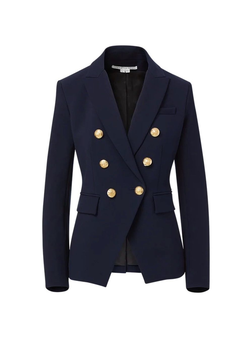 Veronica Beard Miller Dickey double breasted blazer navy gold buttons 00 linen